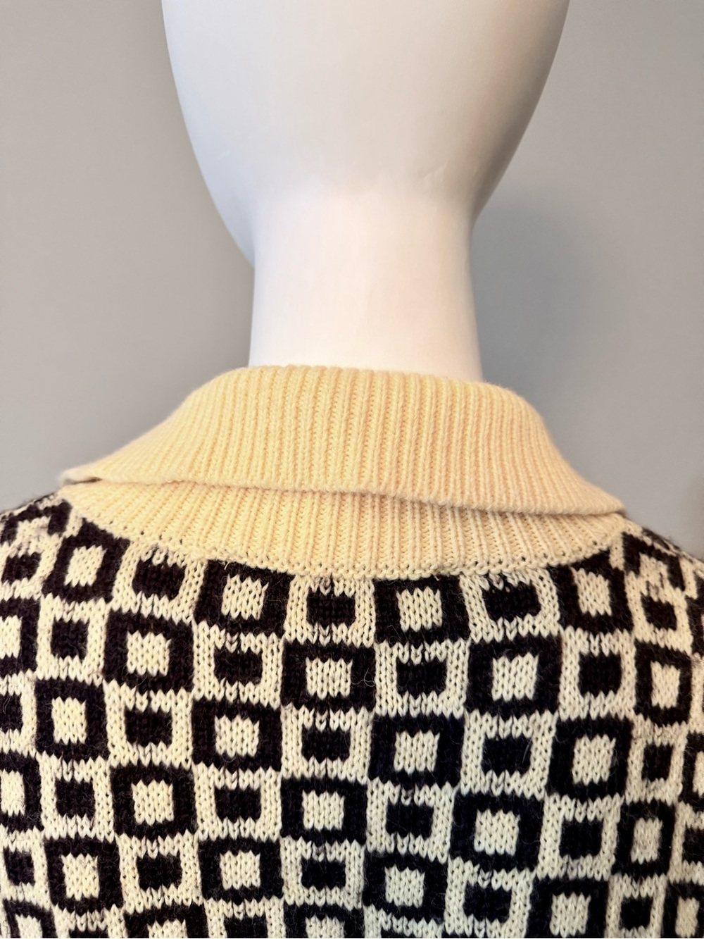 ZARA Yellow & Brown Geometric Knit Cardigan - Picture 7 of 14